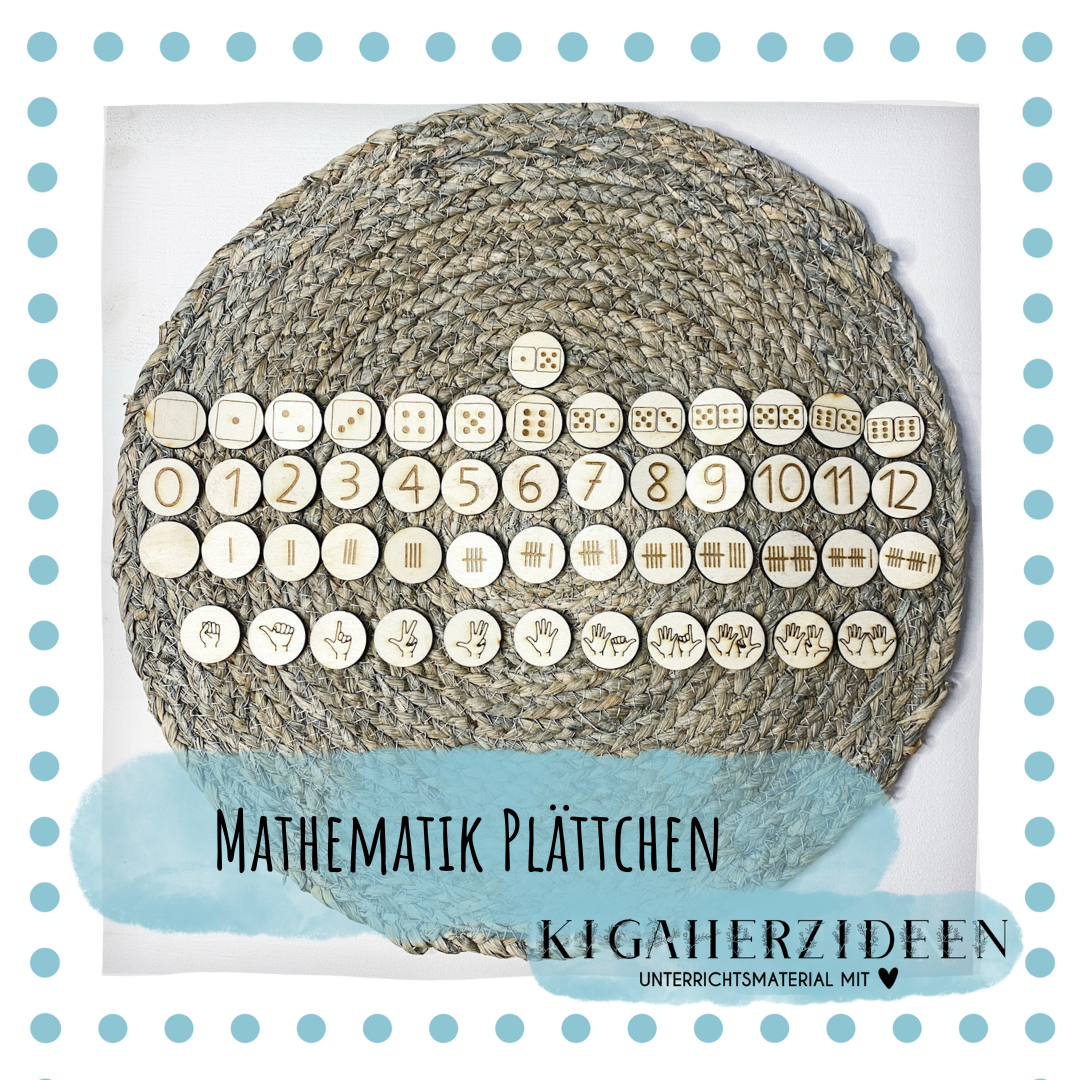 Mathematik Plättchen aus Holz