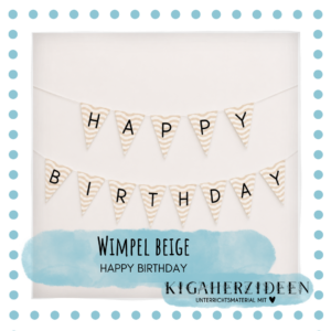 Wimpel Happy Birthday beige - Download