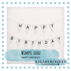 Wimpel Happy Birthday grau - Download