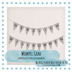 Wimpel Willkommen grau - Download